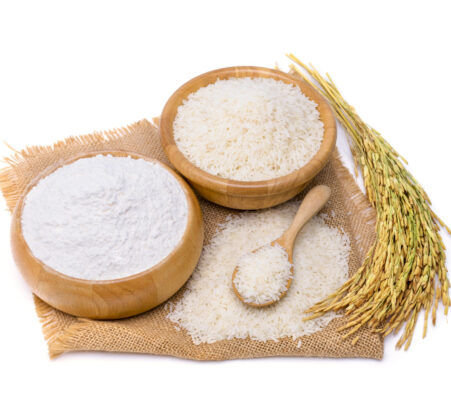 vecteezy_top-view-of-rice-flour-wheat-in-a-wooden-bowl-and-ears-of_14963226 Top view of rice flour, wheat in a wooden bowl, and ears of rice isolated on white background.